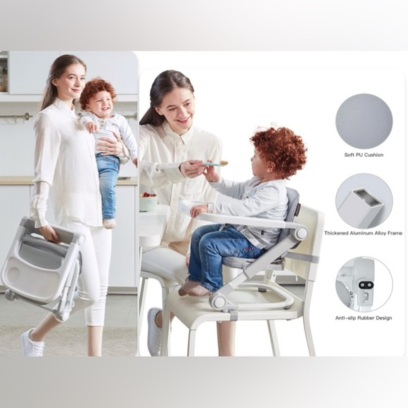 Gray Baby Booster Seat with Tray - Picture 3 of 13